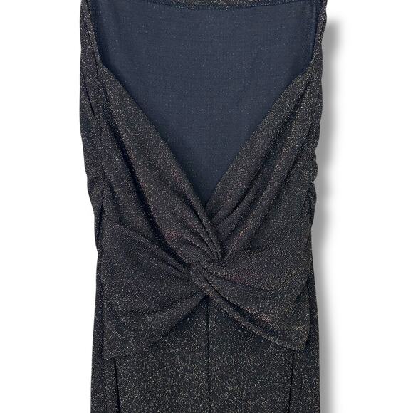 Reformation NWOT Breslin Brown Gold Sparkle Square Neck Knot Back Slip Dress XS - Picture 11 of 12